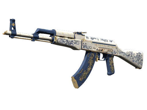 White and blue AK-47 weapon finish